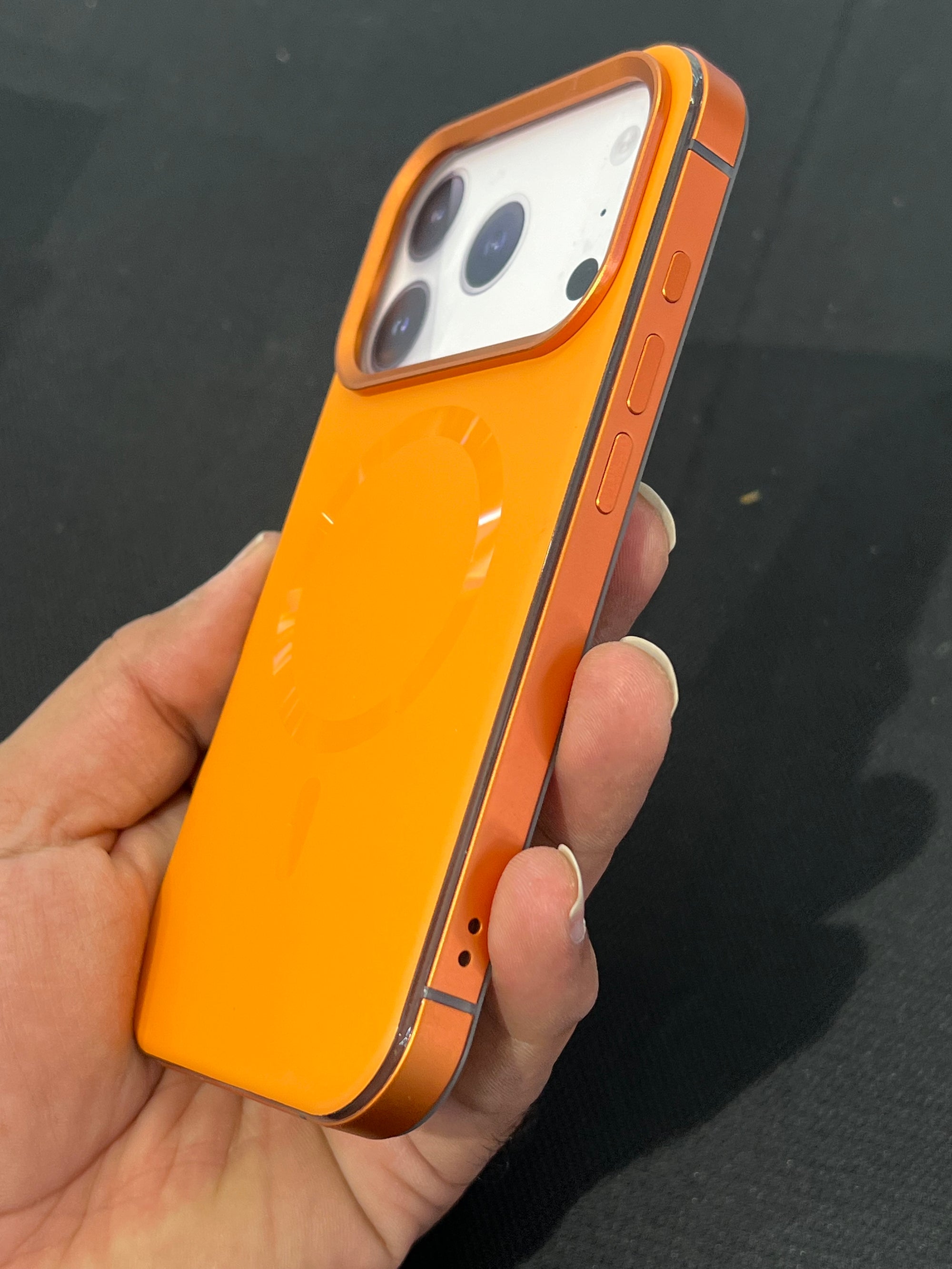 Side metal bumper case with  back magsafe and soft silicon case for 17 pro