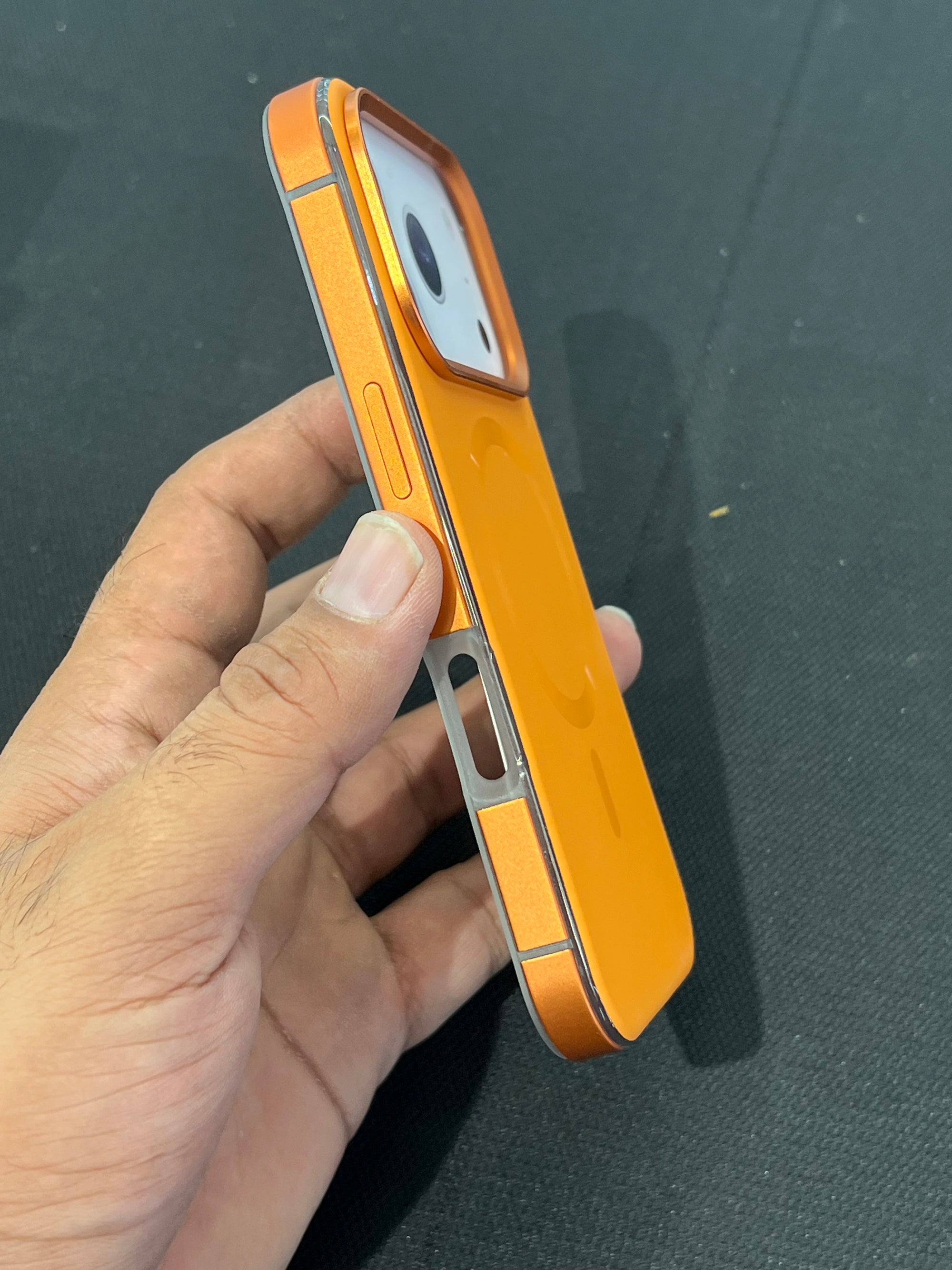 Side metal bumper case with  back magsafe and soft silicon case for 17 pro