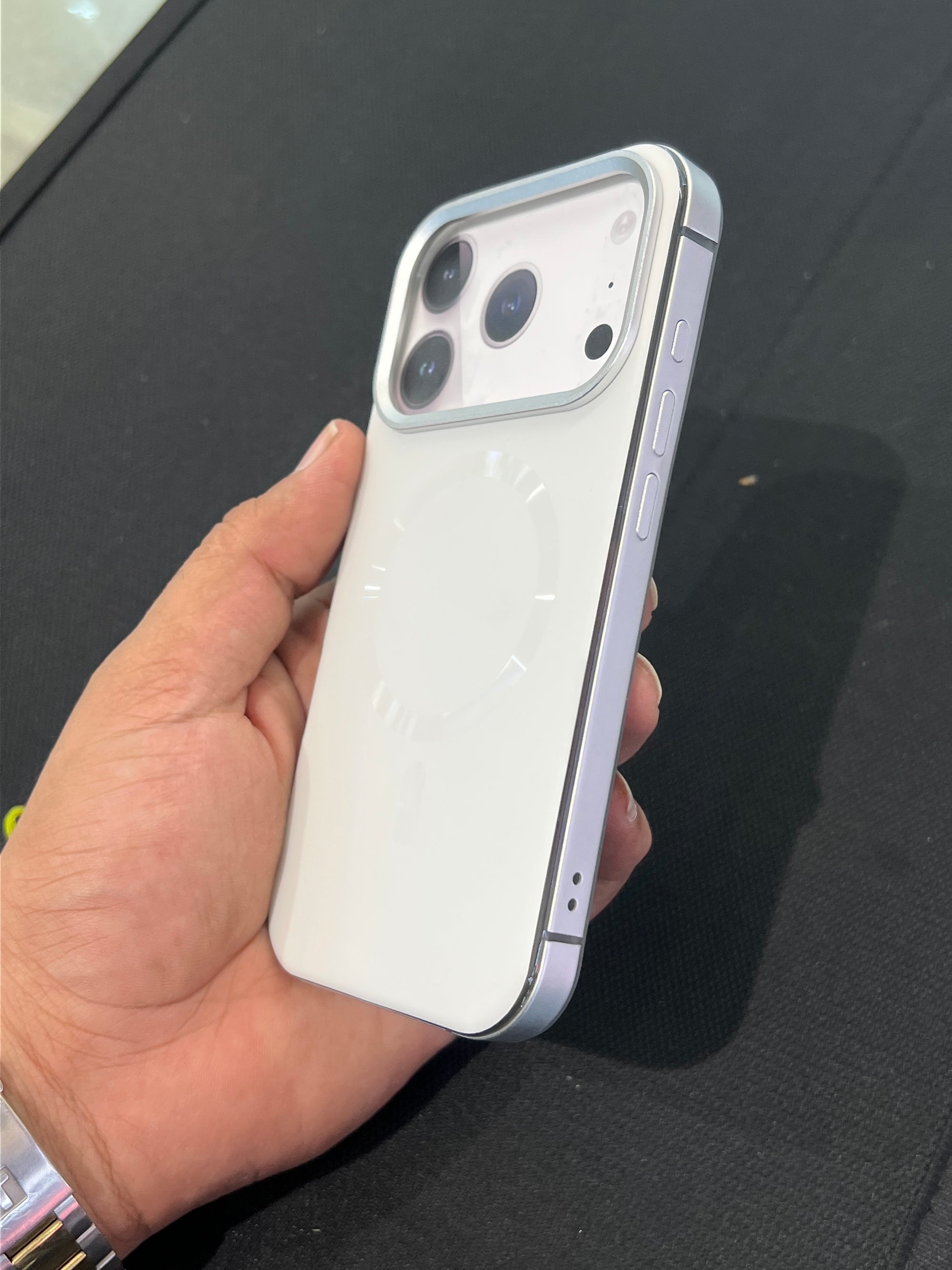 Side metal bumper case with  back magsafe and soft silicon case for 17 pro