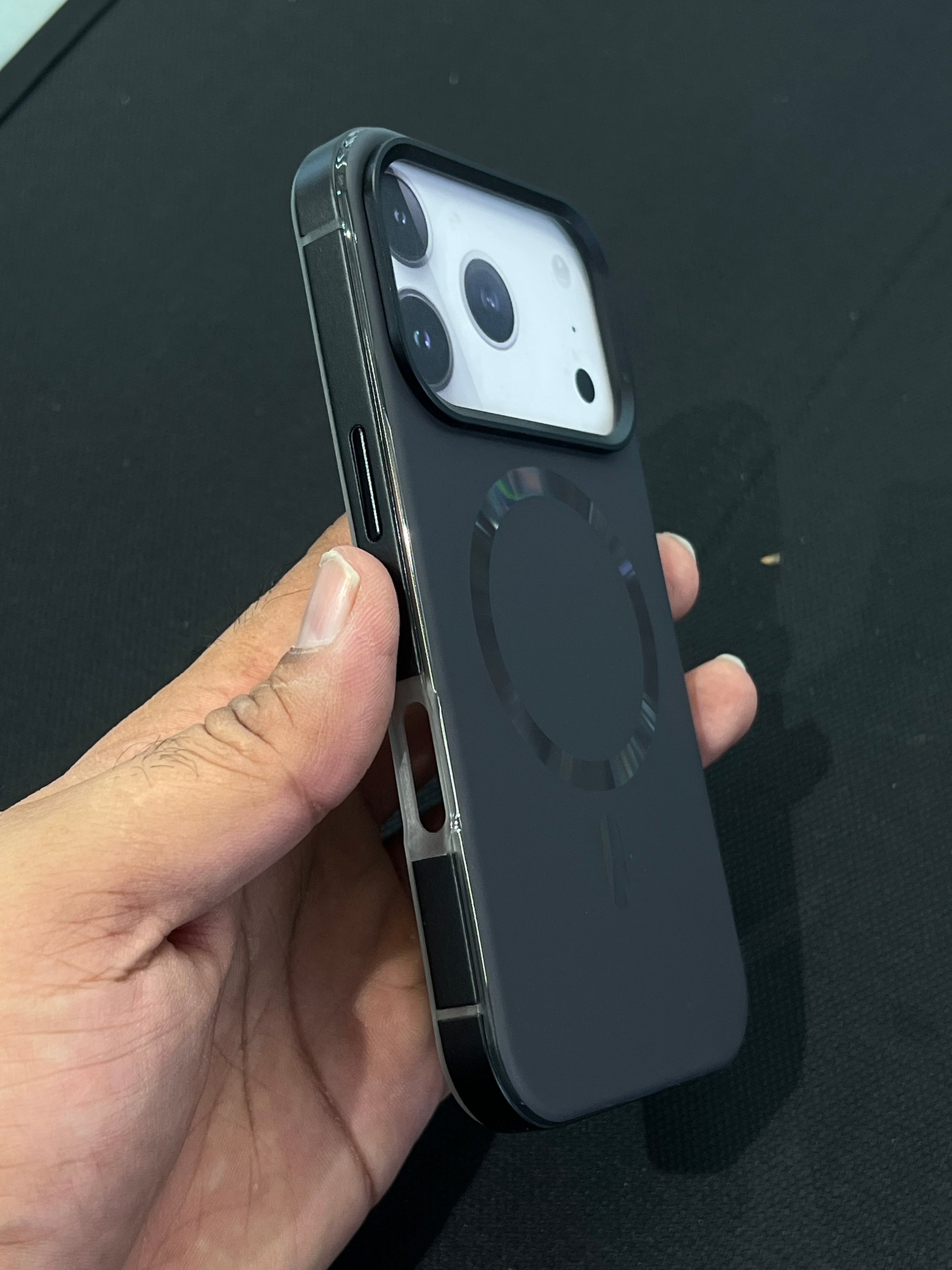 Side metal bumper case with  back magsafe and soft silicon case for 17 pro