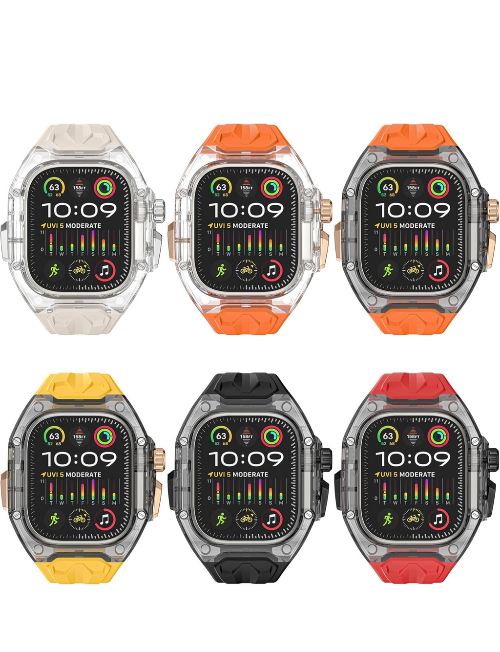 Gk® Clear Heavy Duty Watch Case Band Compatible with Apple iWatch Series | many colours available | For Apple Watch case 49MM