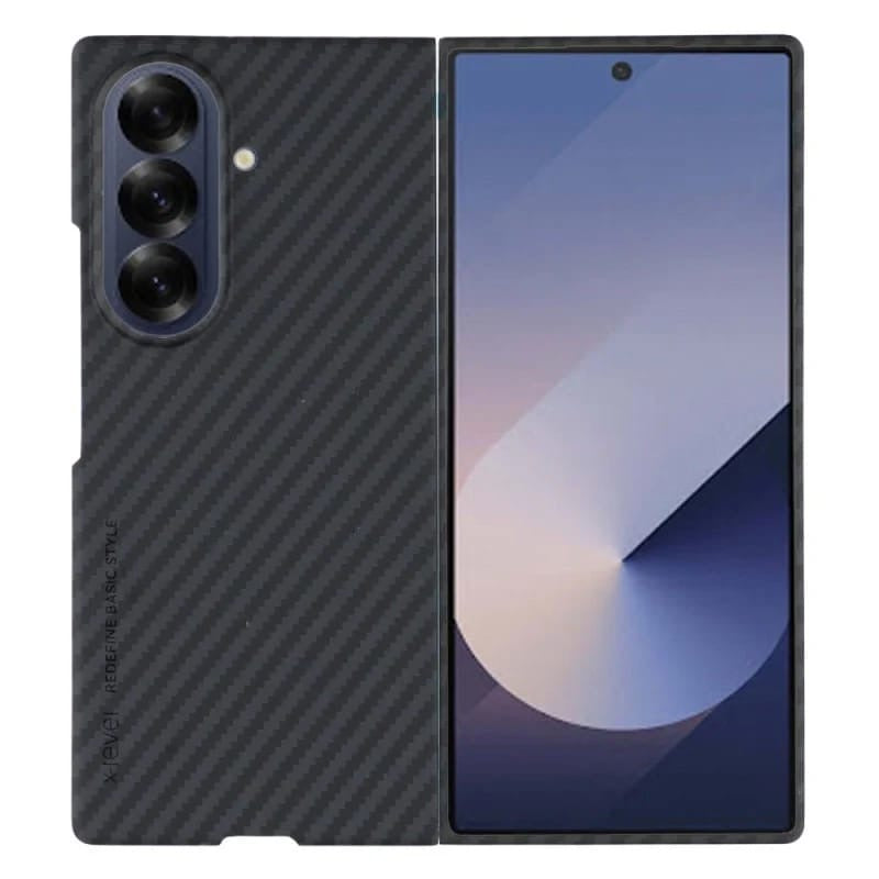 Samsung Galaxy Z Fold7 Carbon Case, X-level 0.6mm Thin Carbon Fiber Kevlar Case - Black
