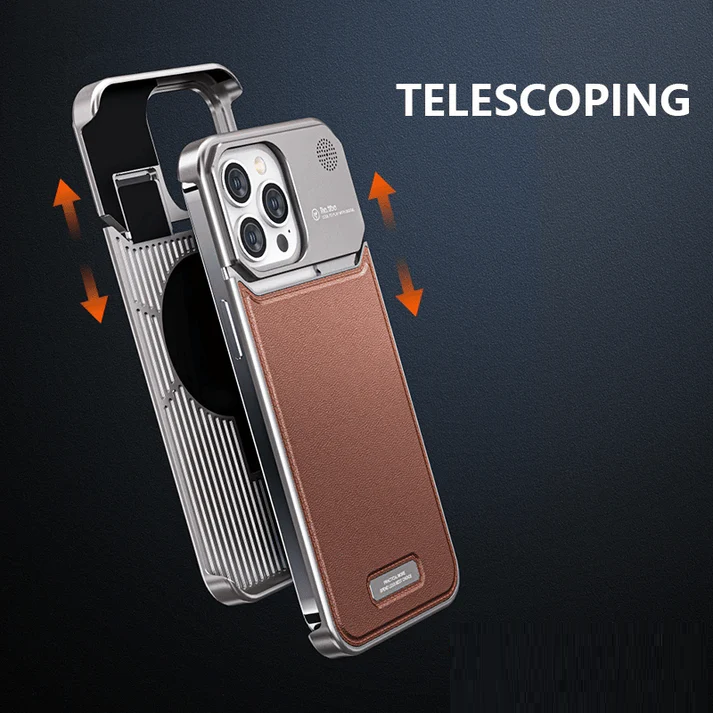 iPhone 16 Pro Max Super Slim AeroFLex Metal Frame Less Leather Case with Magsafe - Brown